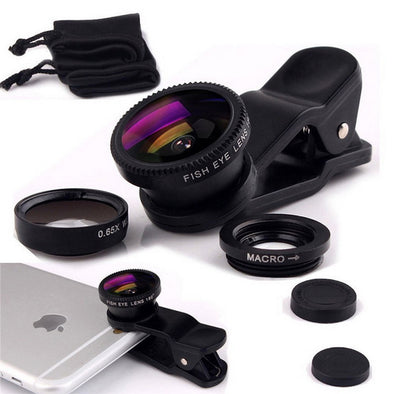 Universal 3 in 1 Clip Fish Eye Smartphone Camera Lens - Edrimi